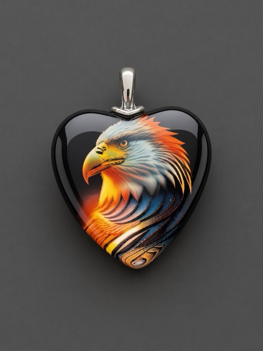 Eagle Heart Glass Pendant | I Love You Always | Colorful Double-Sided